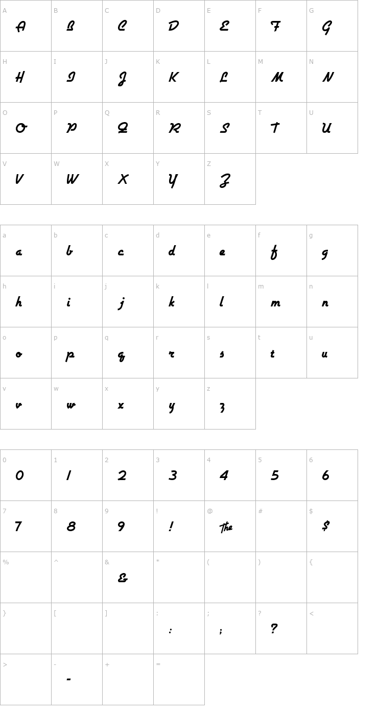 Character Map Airstream Font