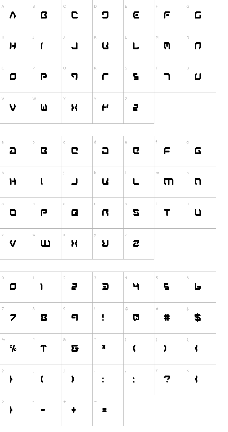 Character Map Airstrip One Condensed Font