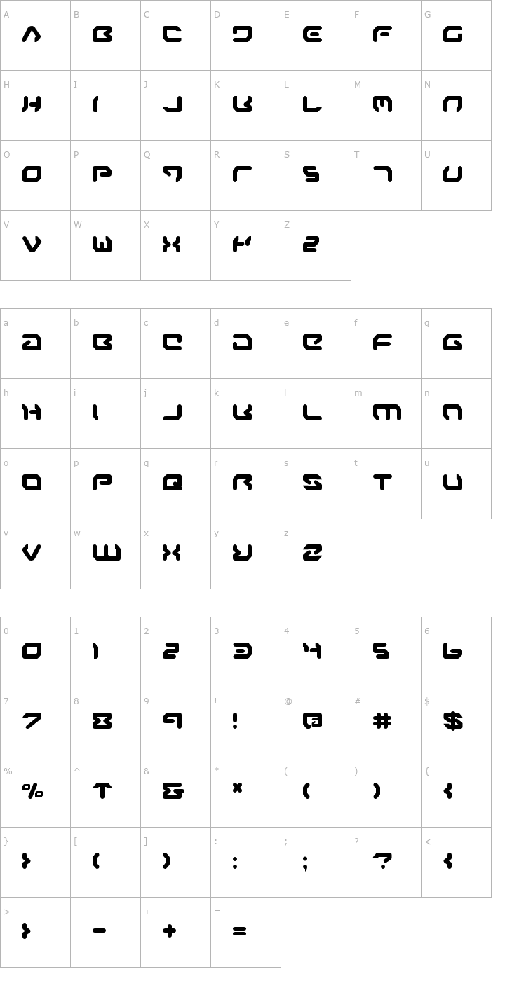 Character Map Airstrip One Font