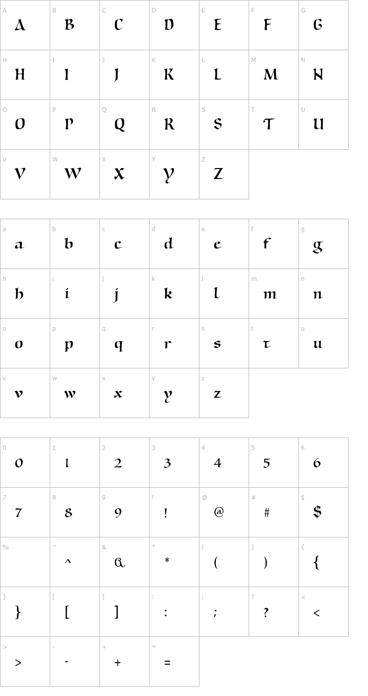 Character Map AIWeissenau Font