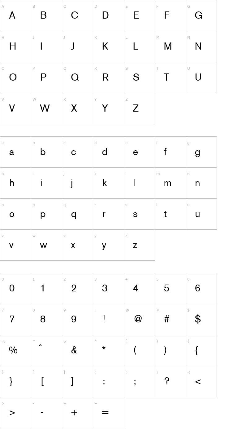 Character Map Akzent-Regular Font