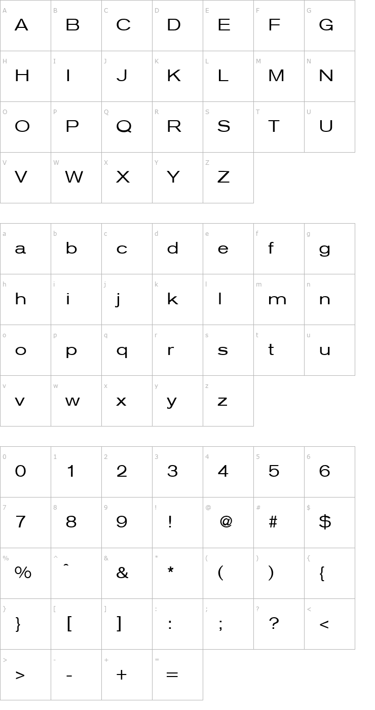 Character Map AkzentExtended-Regular Font