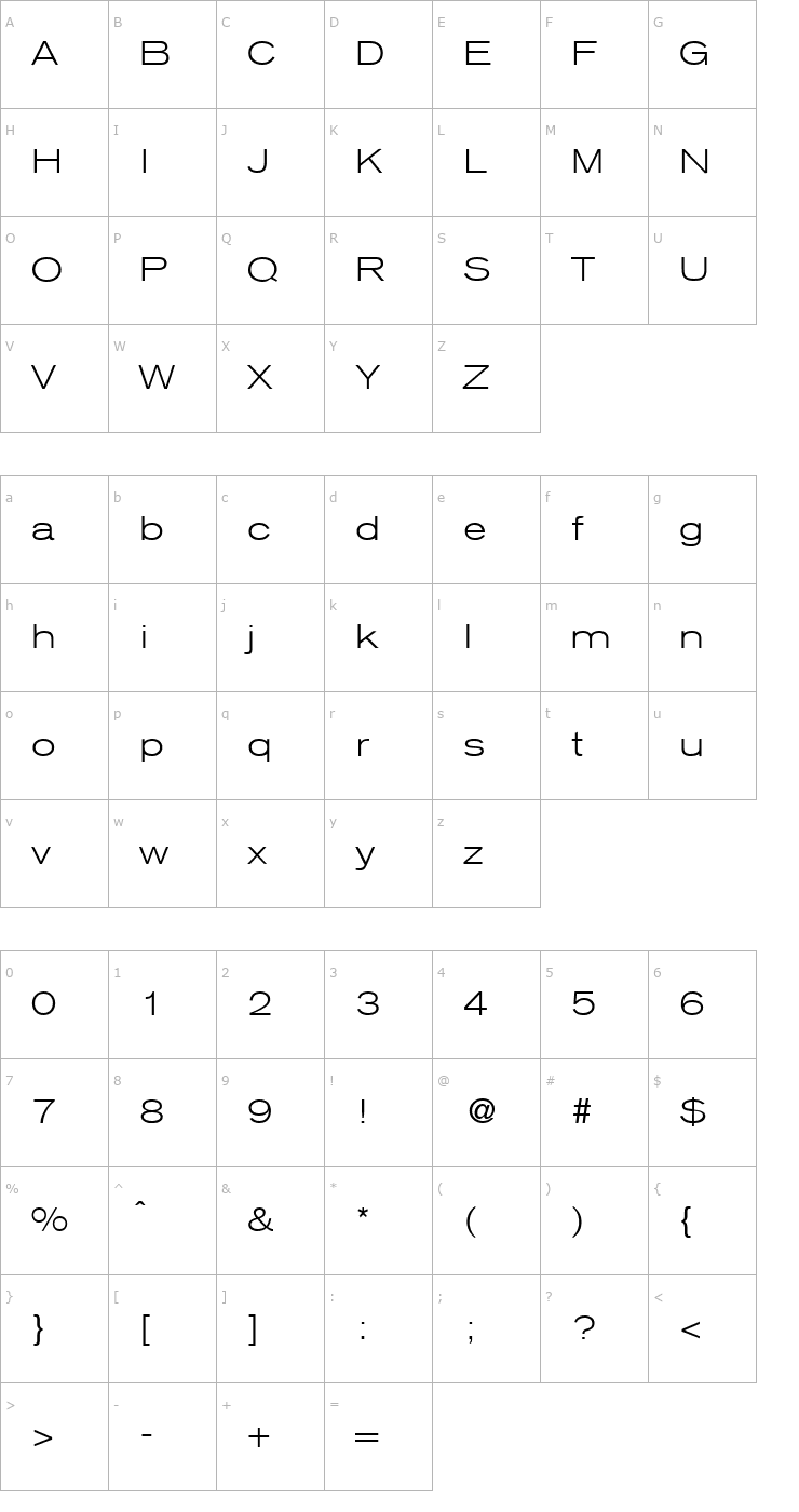 Character Map AkzentExtendedLight-Regular Font