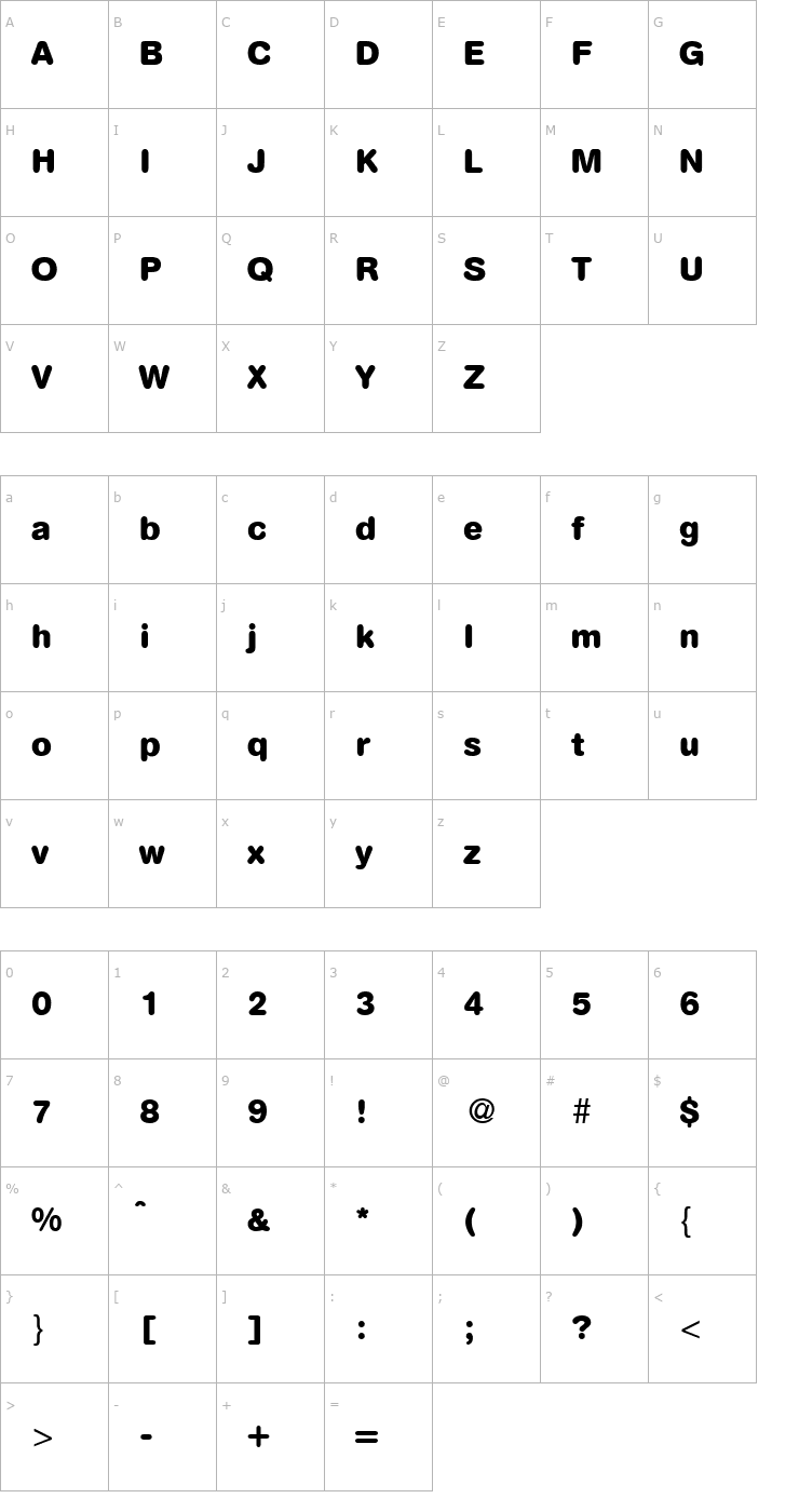 Character Map AkzentRounded-Bold Font