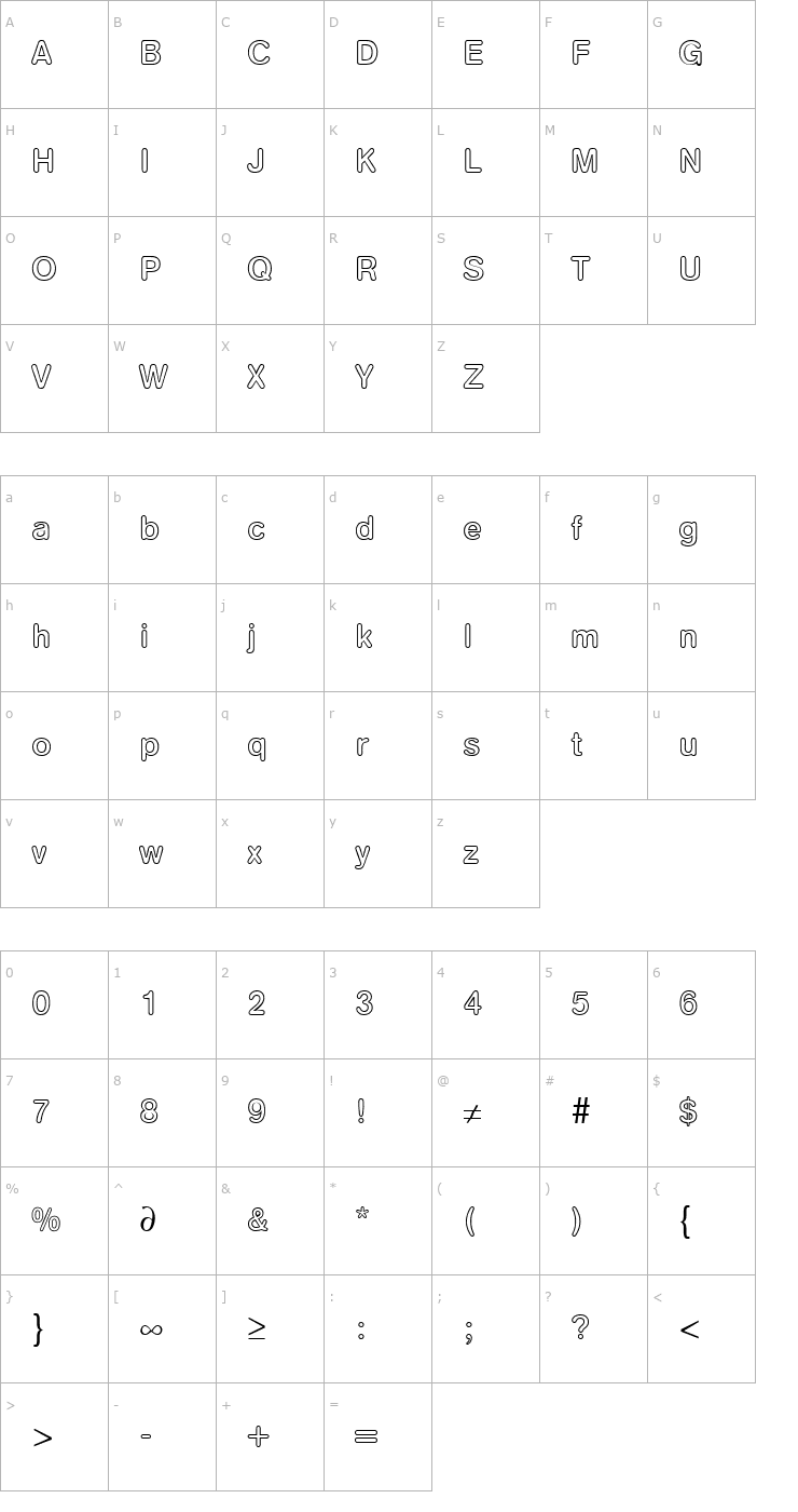 Character Map AkzentRoundedOutMedium-Regular Font