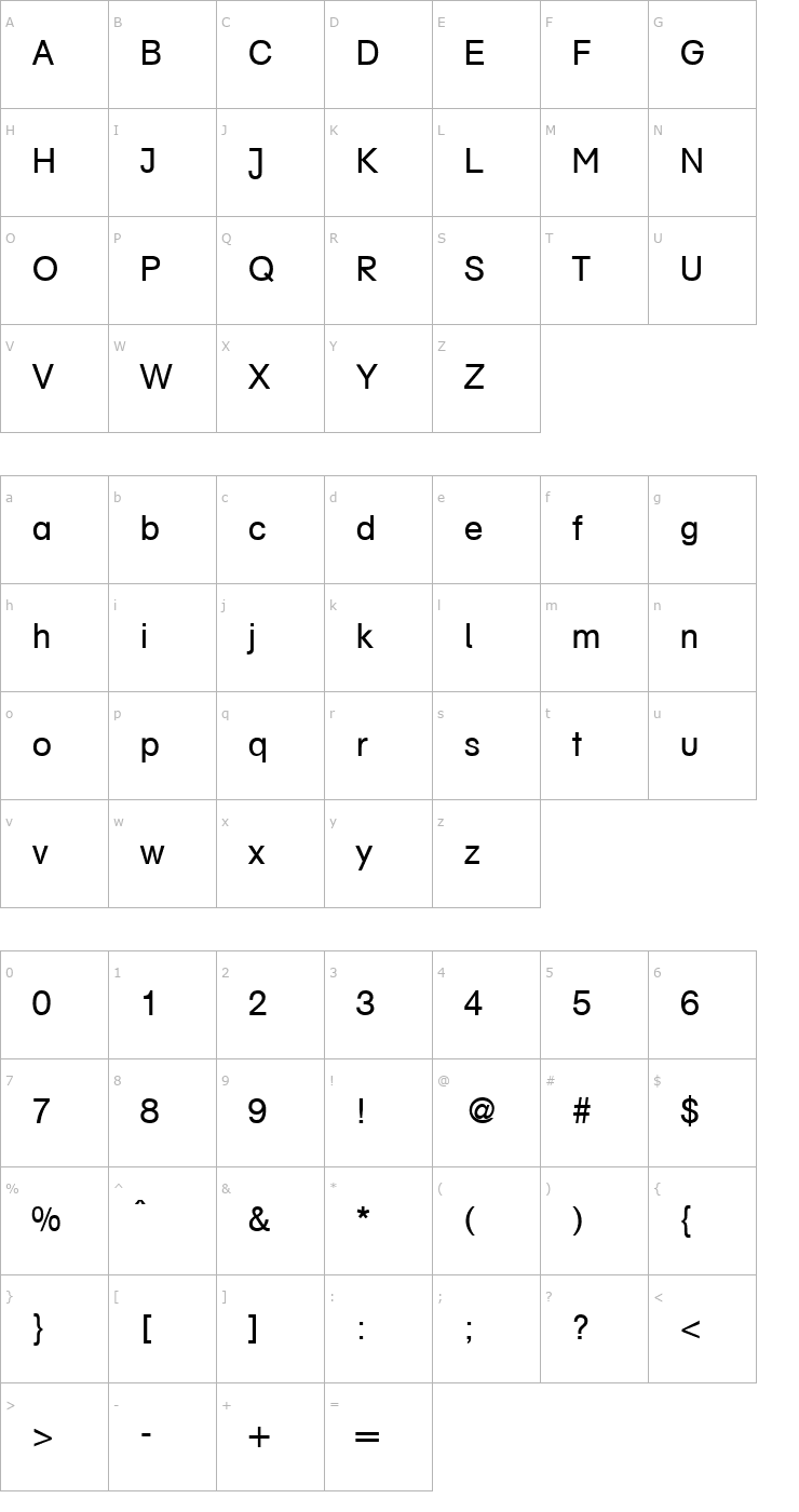 Character Map AkzentSchoolbook-Regular Font