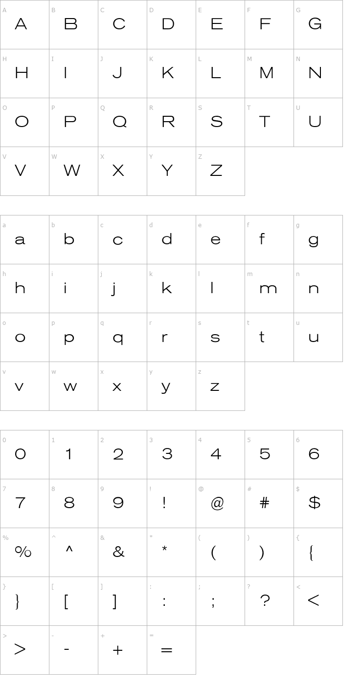 Character Map Akzidenz-Grotesk (R) Extended Light Font