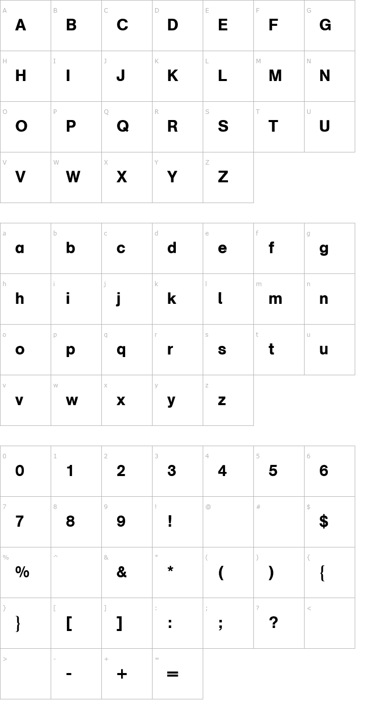 Character Map Akzidenz-Grotesk (R) Schulbuch 2 Medium Font