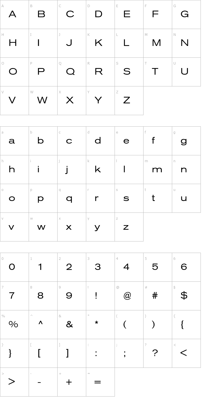 Character Map AkzidenzGroteskBE-Ex Font