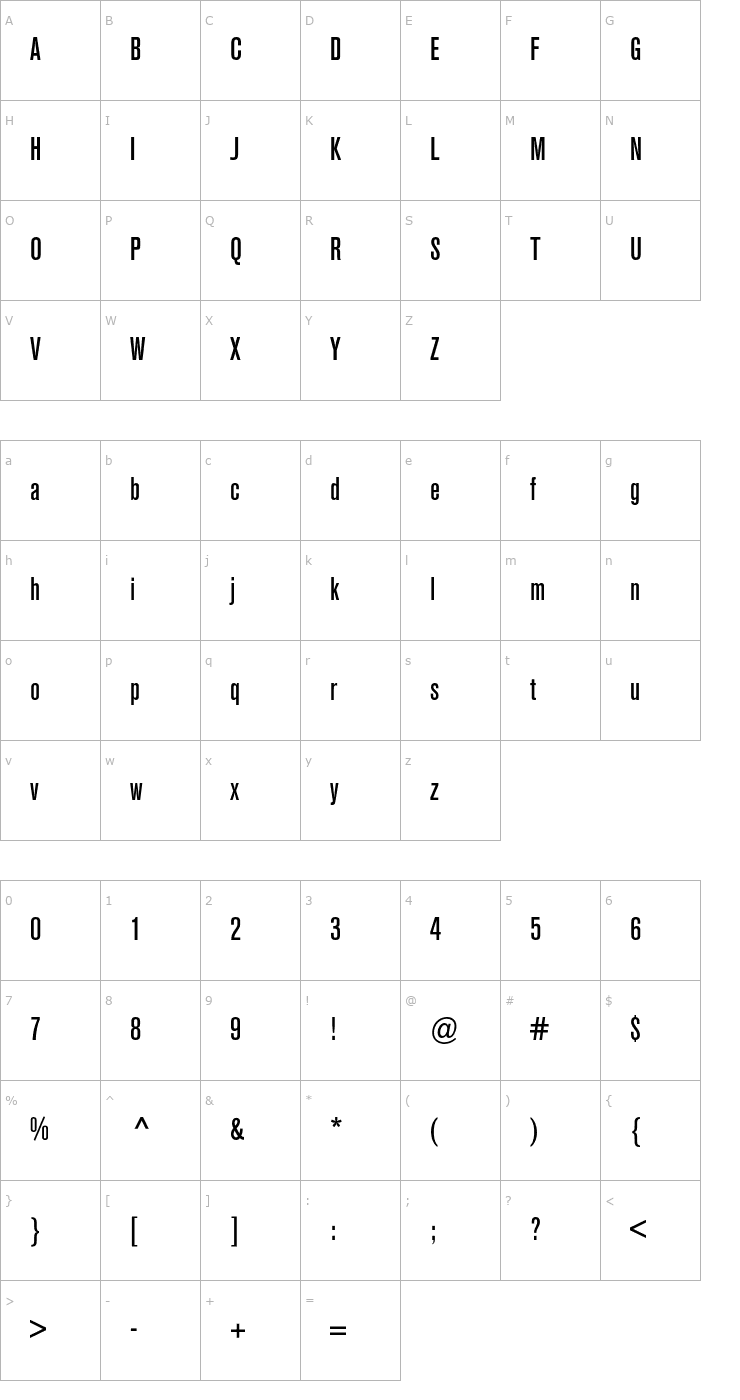 Character Map AkzidenzGroteskBE-MdCn Font