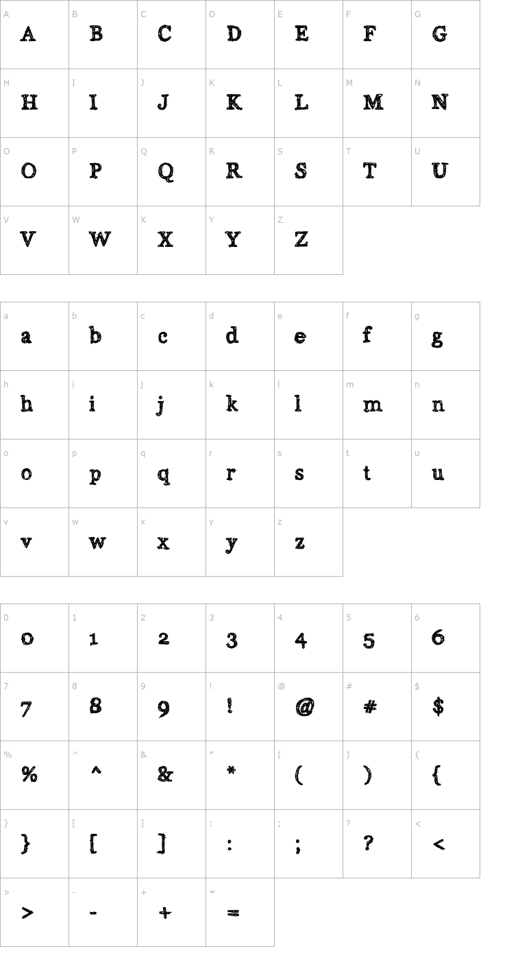 Character Map Alabama Font