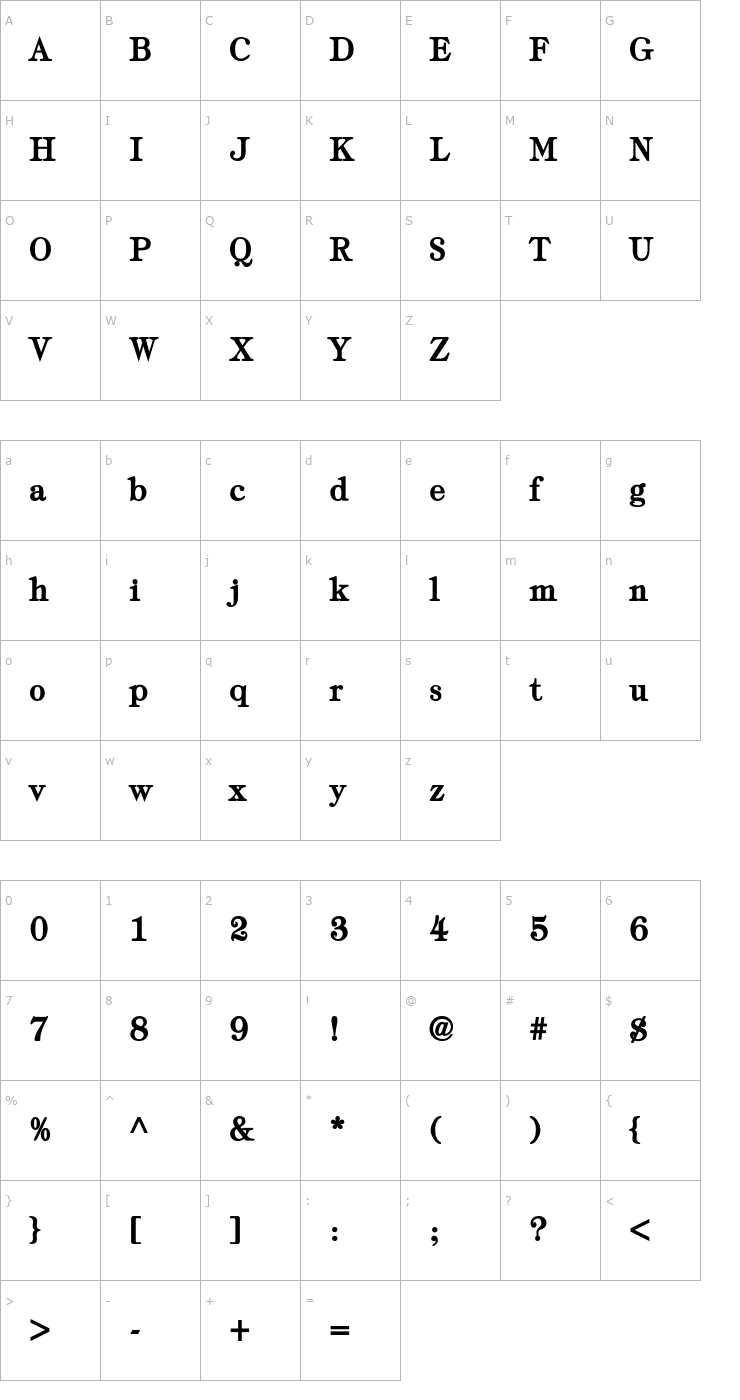 Character Map AlbrechtSSK Bold Font