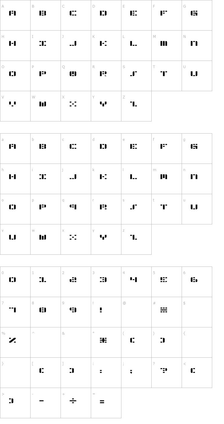 Character Map Aldo's Moon Font