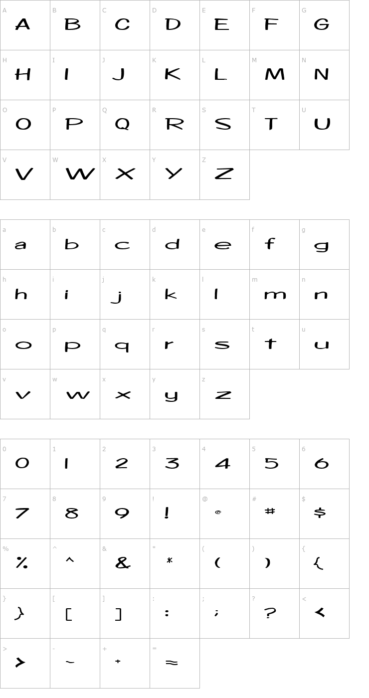 Character Map AlexOne83 Regular ttext Font