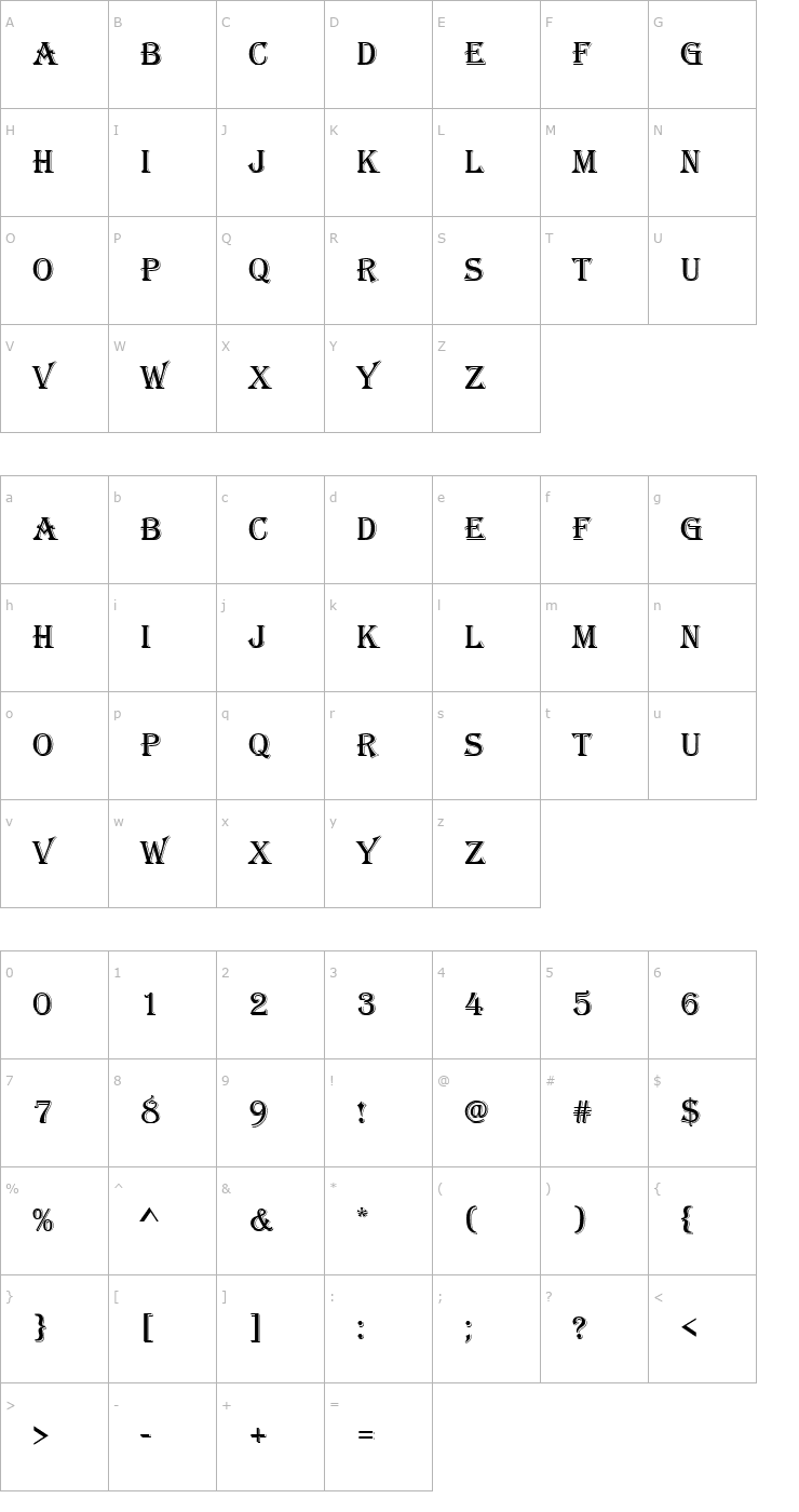 Character Map Algerian Font