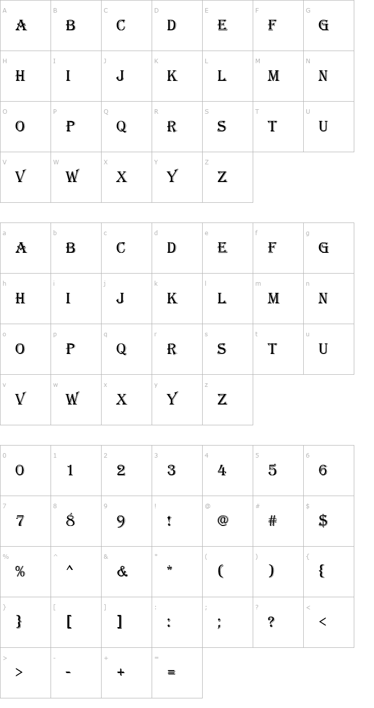 Character Map Algerian_Becker Font