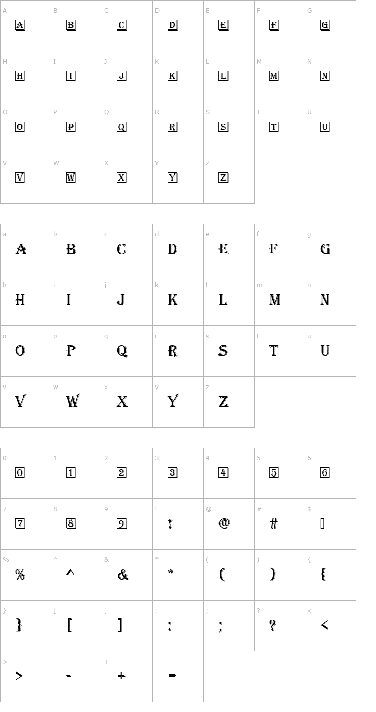 Character Map AlgerianIniD Font