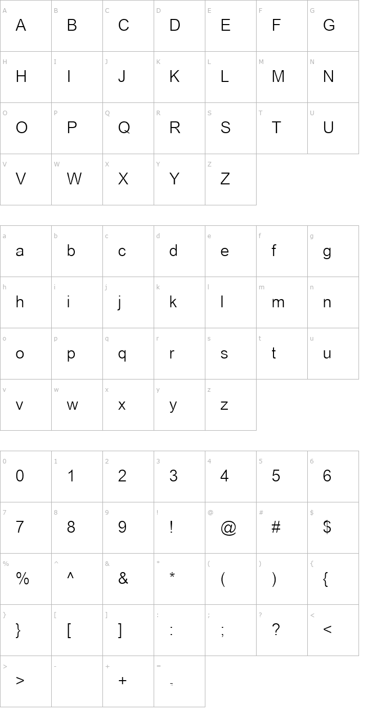 Character Map Alice1 Lao Normal Font