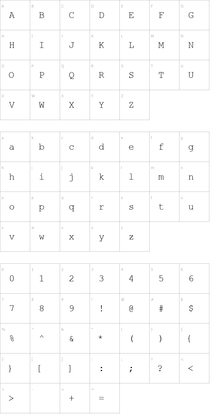 Character Map Alice4 Lao Normal Font