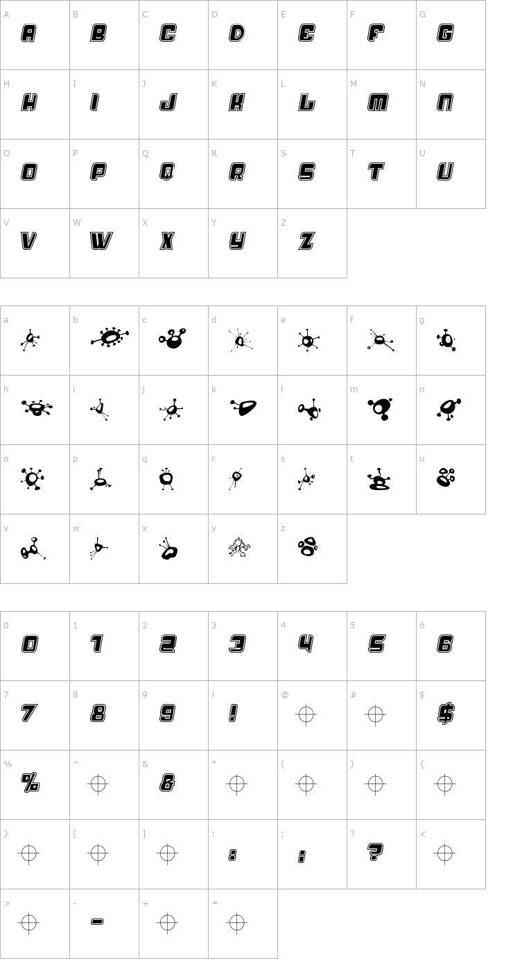 Character Map Alien Mushrooms Font