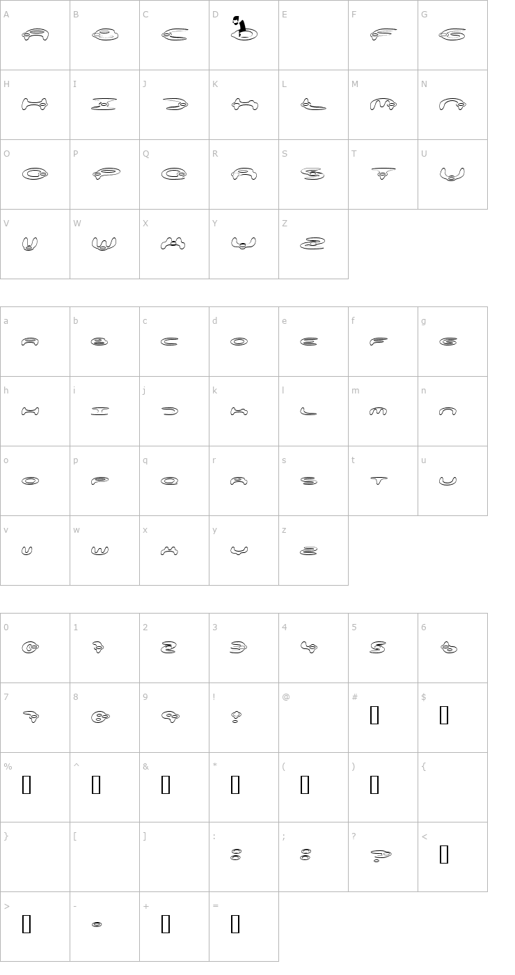 Character Map alienation Outline Font