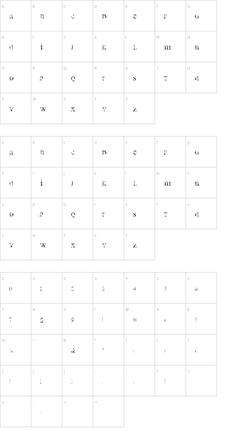 Character Map all used up Font