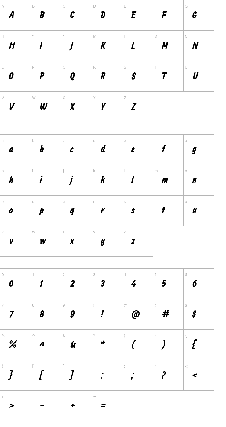 Character Map Allan Bold Font