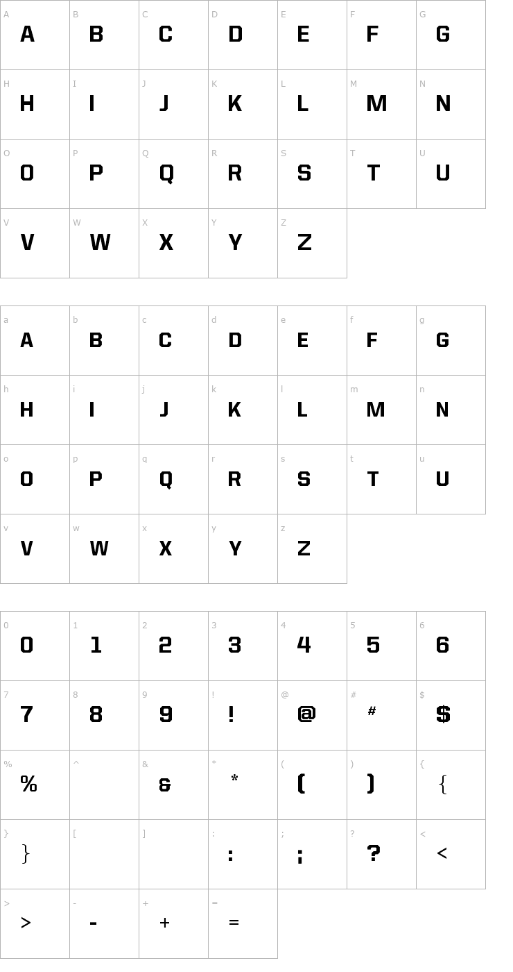 Character Map Allstar4 Font