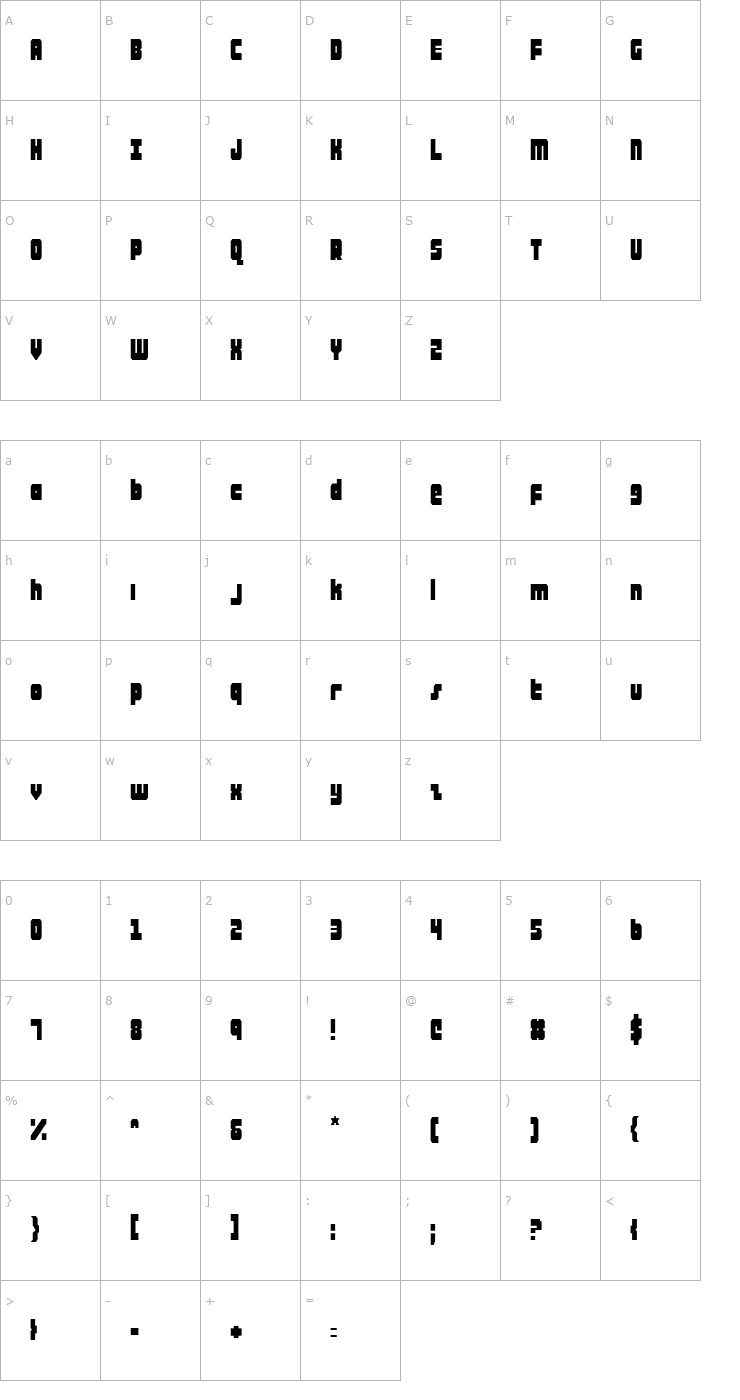 Character Map Alpha Taurus Condensed Font