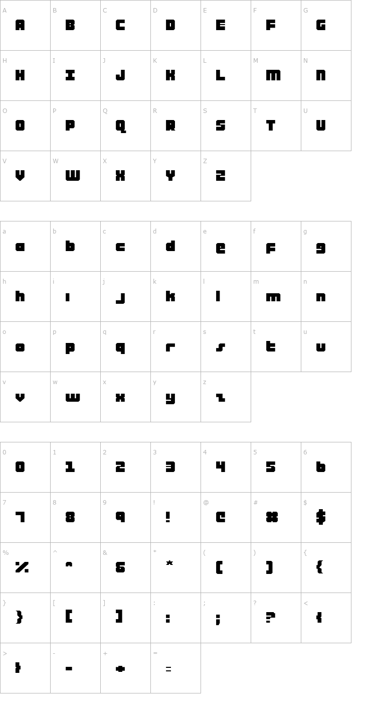 Character Map Alpha Taurus Expanded Font