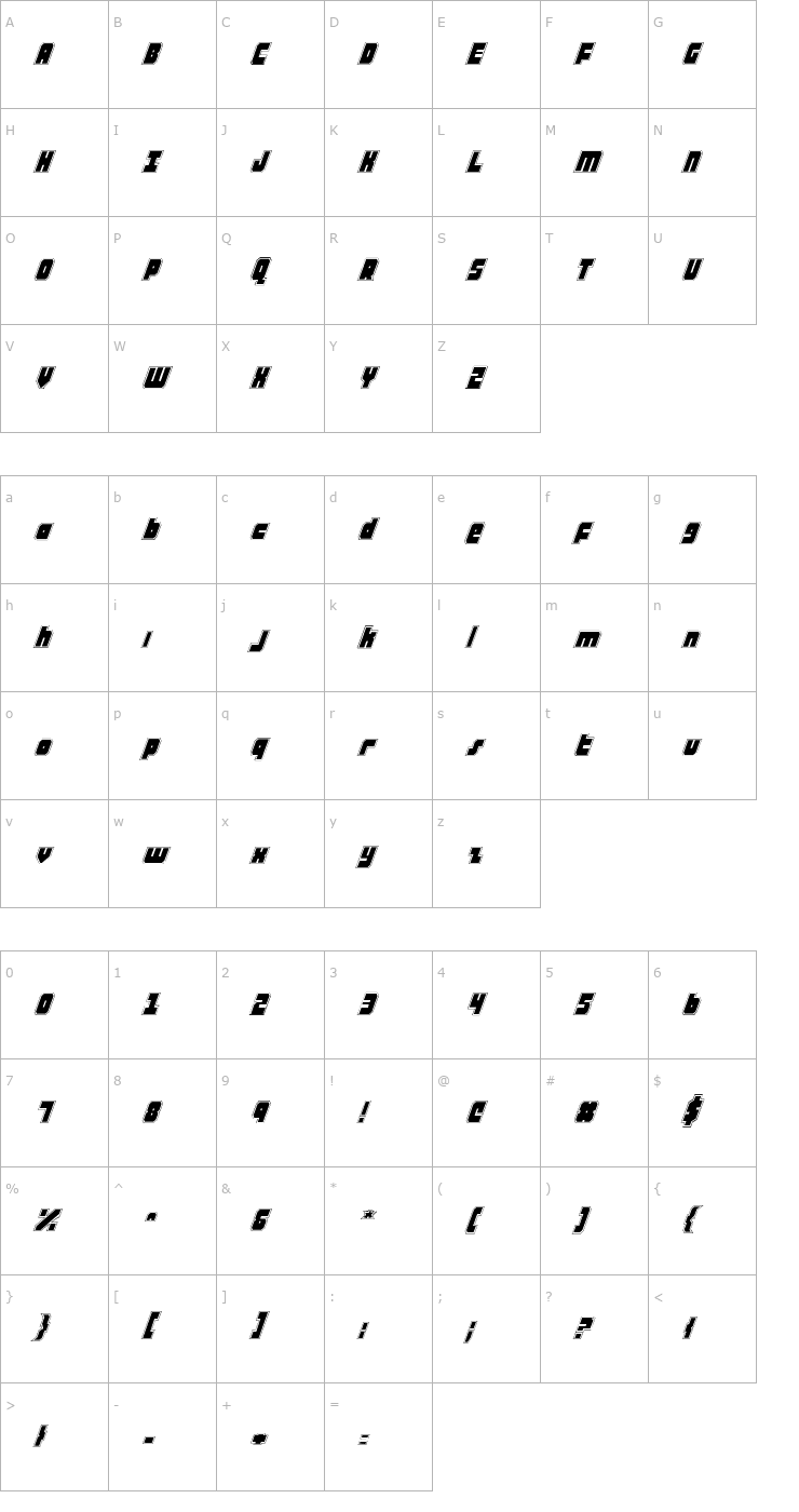 Character Map Alpha Taurus Pro Italic Font