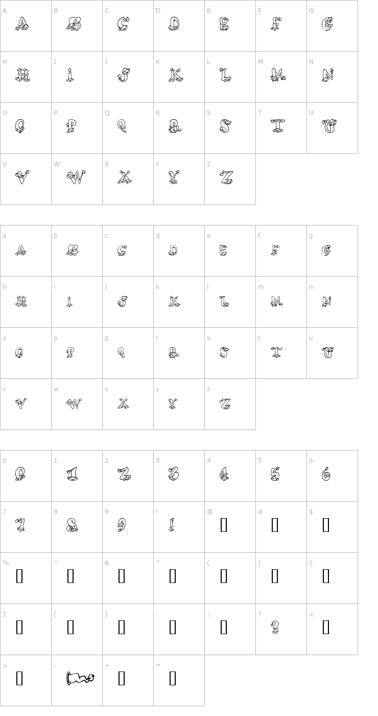 Character Map AlphaElfin Font