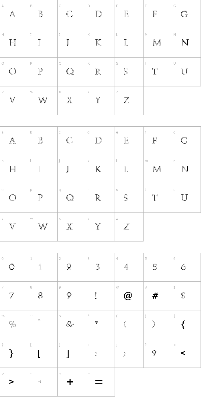 Character Map AmammaInline Font