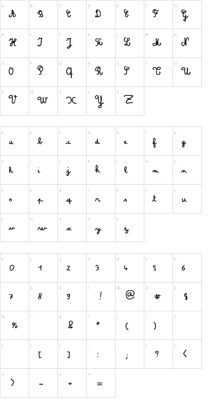 Character Map Amandine Font