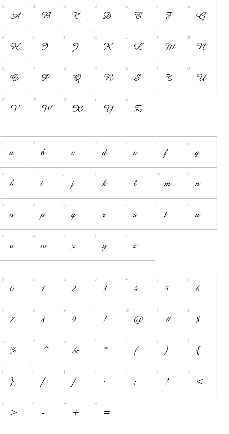 Character Map Amaze D Italic Font