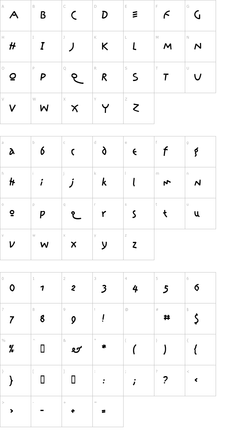 Character Map Amazon Font