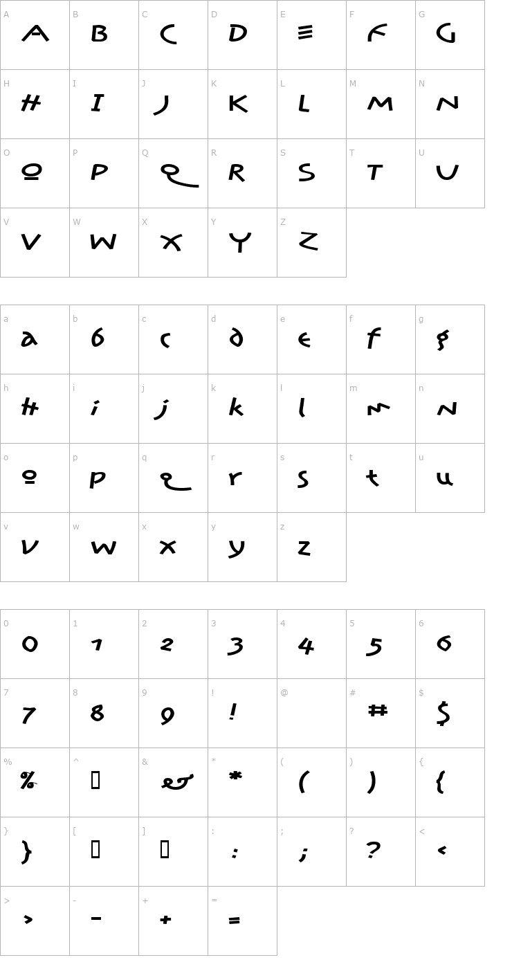 Character Map AmazonExtended Font