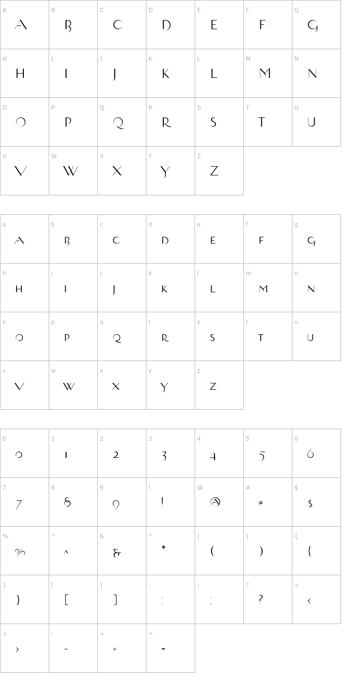 Character Map Ambient Regular Font