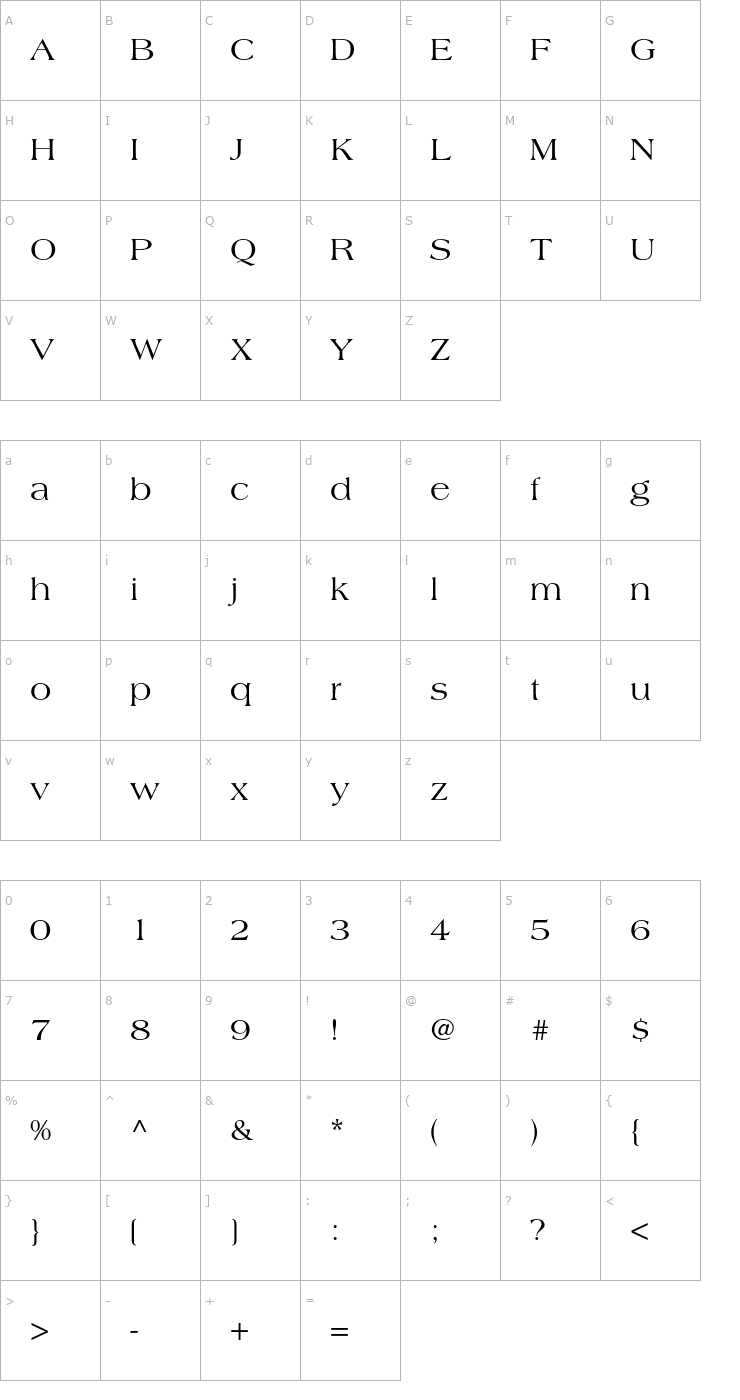 Character Map AmericanaStd Font