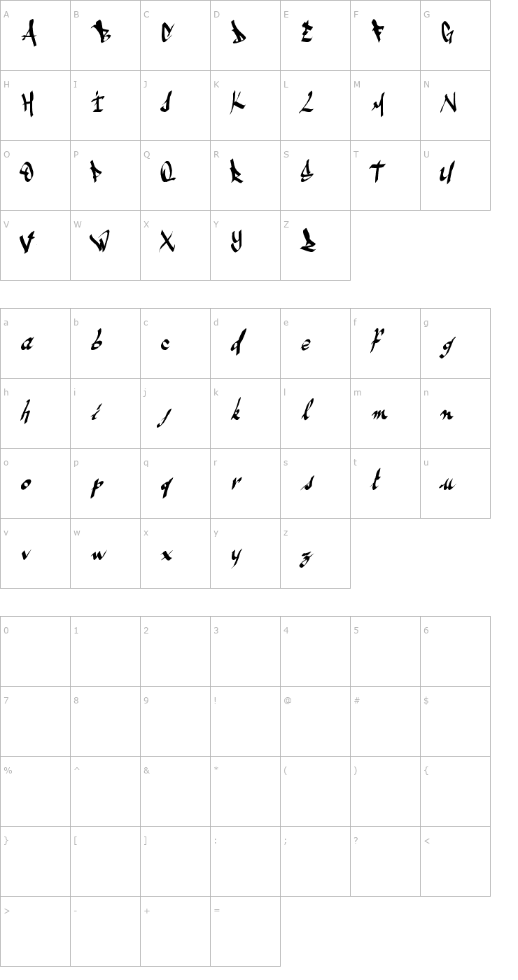 Character Map ameze'sfont Font