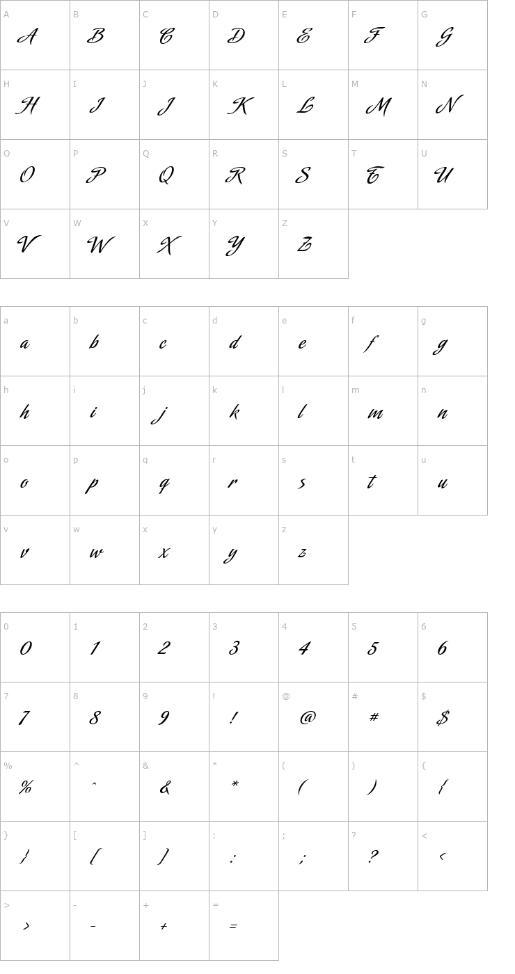 Character Map Amorinda Font