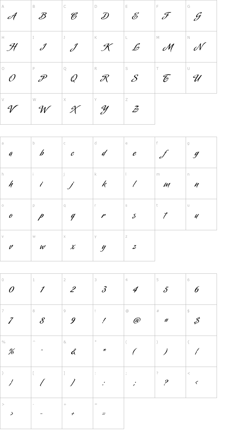 Character Map Amorinda Alternates Font