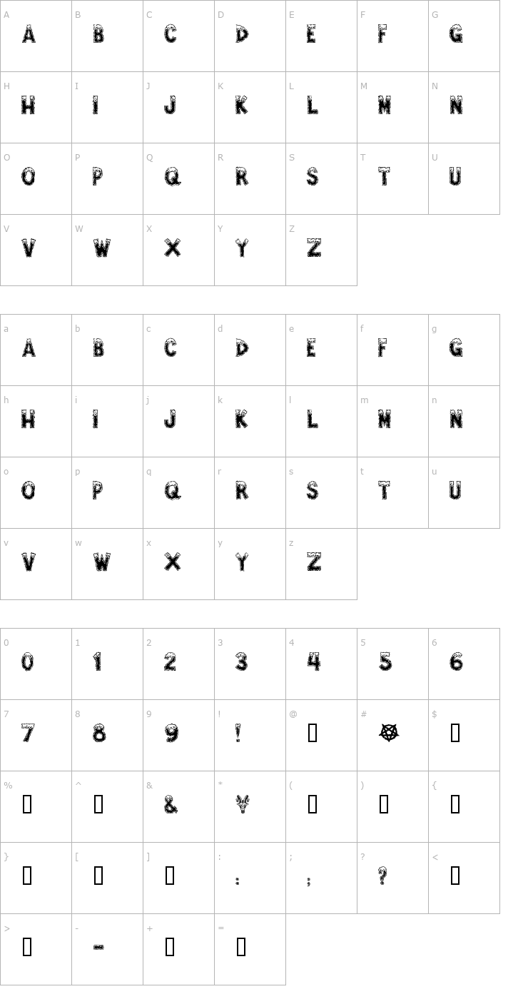 Character Map Amped For Evil Font