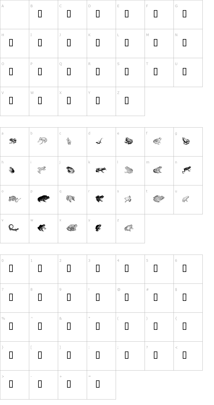 Character Map AmphibiPrint Font