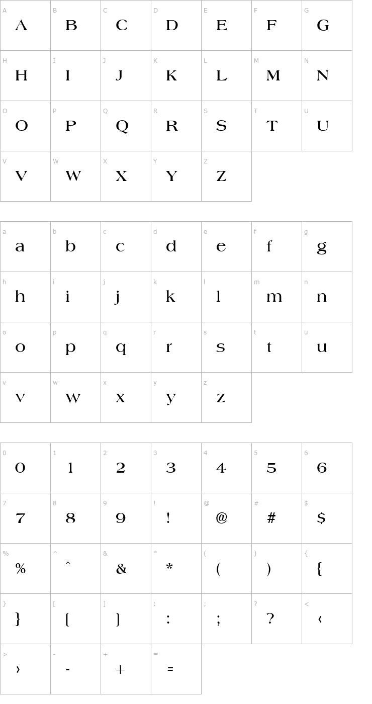 Character Map Amphion Bold Font