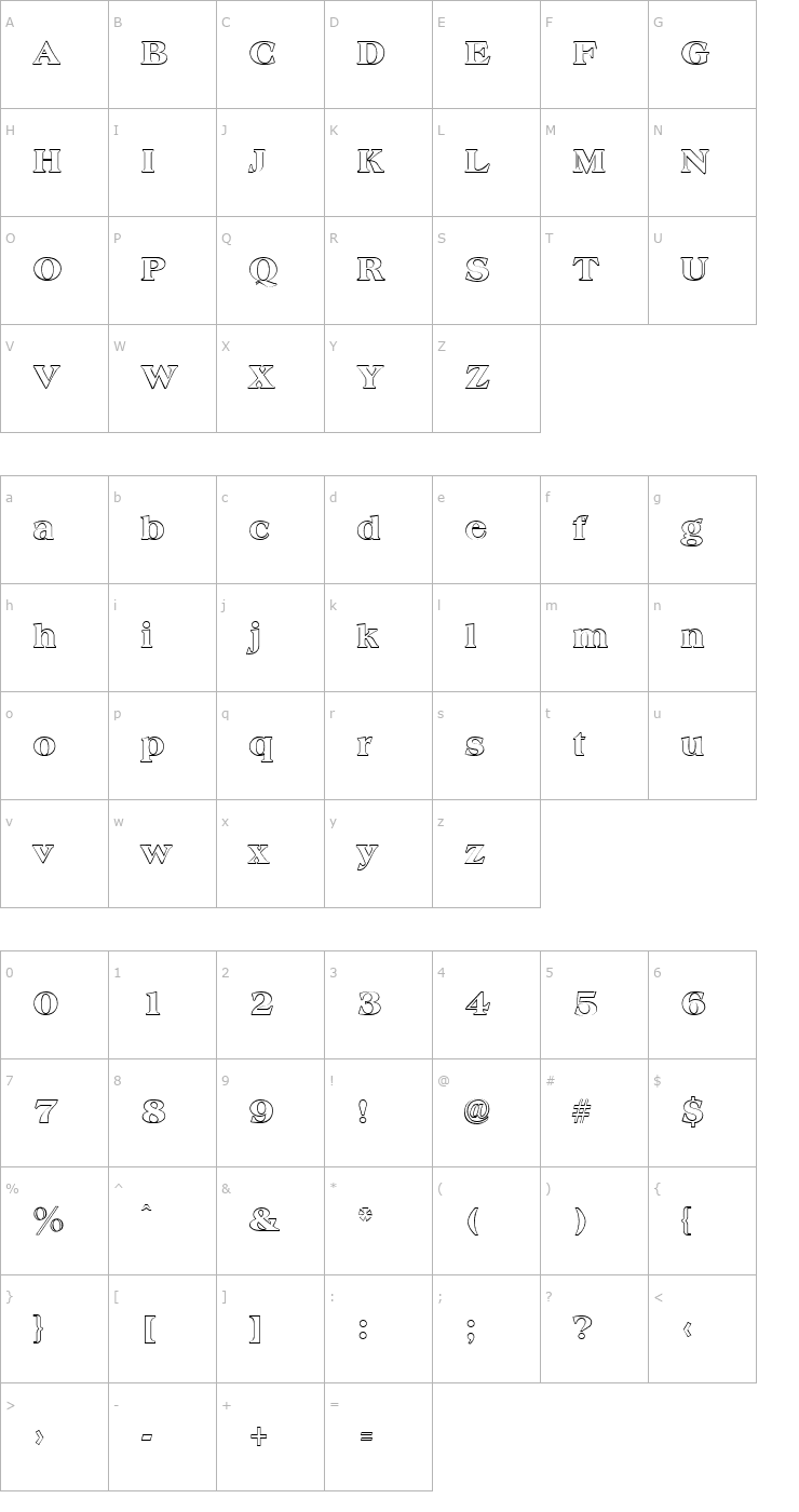 Character Map AmphionOutline Regular Font