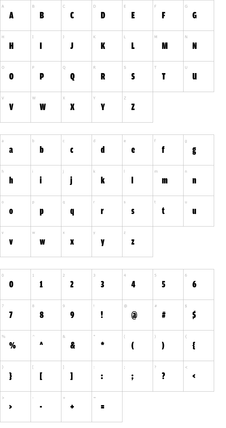 Character Map AmplitudeComp-Ultra Font