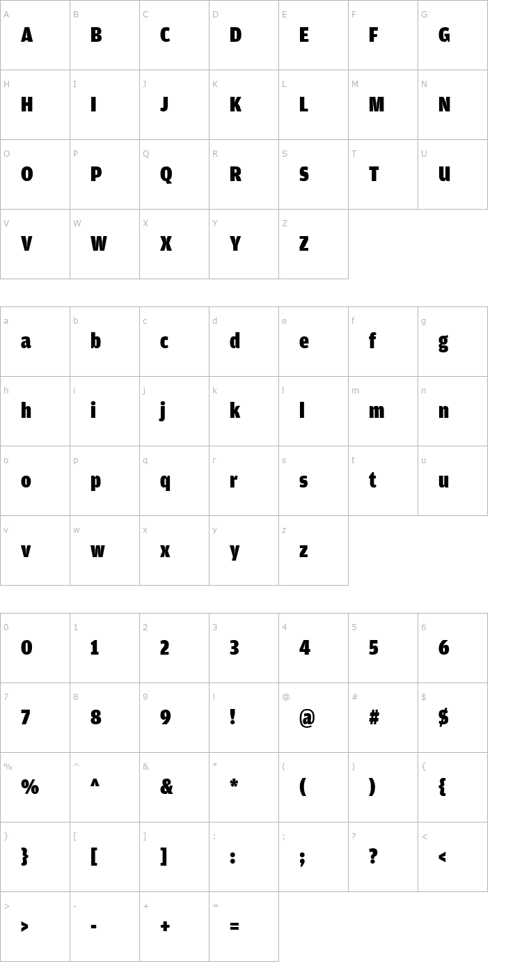 Character Map AmplitudeCond-Ultra Font