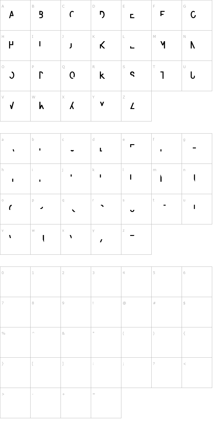 Character Map Amputierte Font