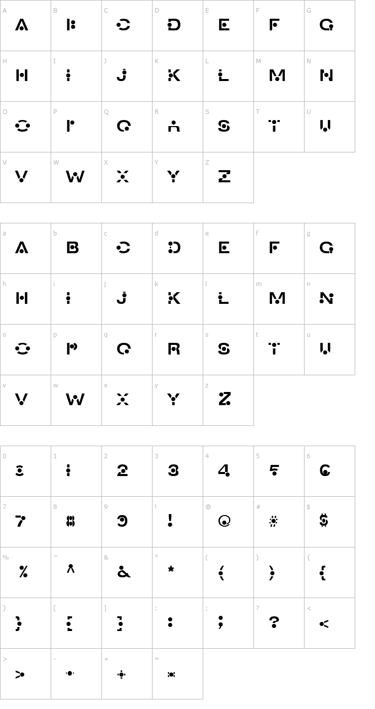 Character Map An Creon Font